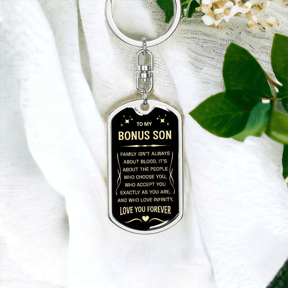 Dog Tag Keychain for Bonus Son Gifts Mom to Stepson