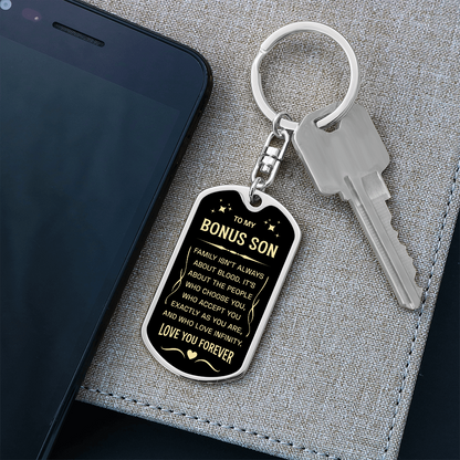 Dog Tag Keychain for Bonus Son Gifts Mom to Stepson