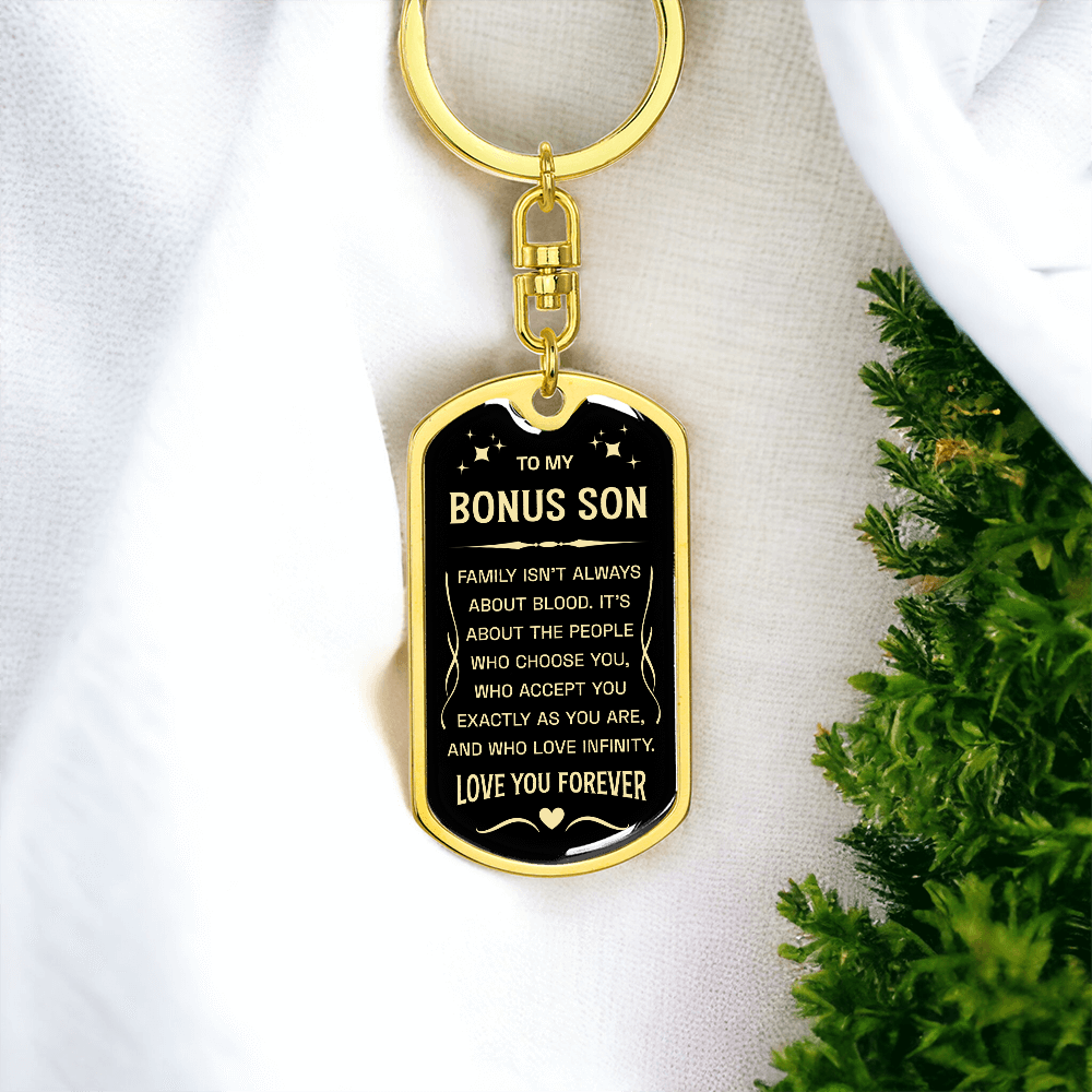 Dog Tag Keychain for Bonus Son Gifts Mom to Stepson