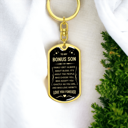 Dog Tag Keychain for Bonus Son Gifts Mom to Stepson