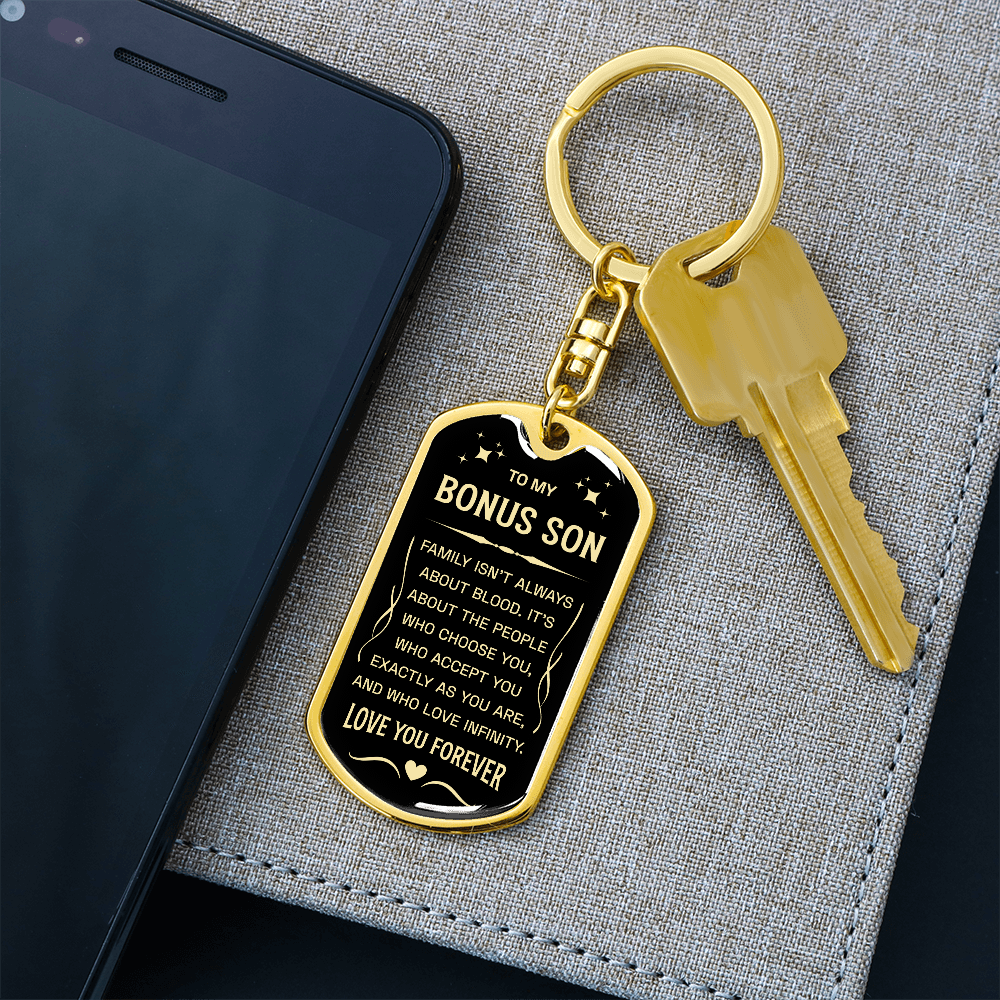 Dog Tag Keychain for Bonus Son Gifts Mom to Stepson