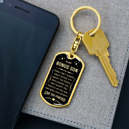 Dog Tag Keychain for Bonus Son Gifts Mom to Stepson