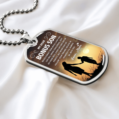 To My Bonus Son Necklace - A Loving Message from parents
