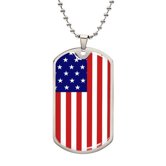 American Flag Dog Tag Necklace - Patriotism Sign - USA Flag Necklace
