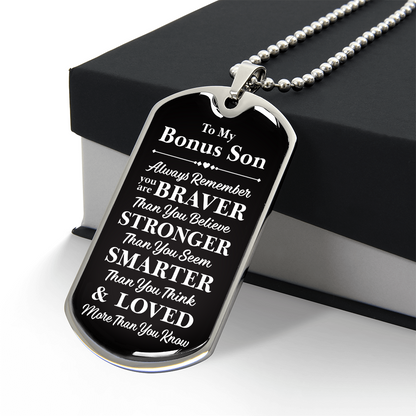 Dad to Bonus Son Necklace of Love and Protection from Mom