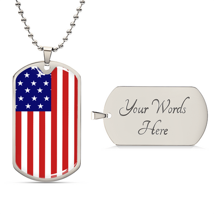 American Flag Dog Tag Necklace - Patriotism Sign - USA Flag Necklace