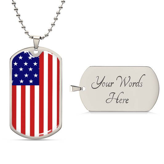 American Flag Dog Tag Necklace - Patriotism Sign - USA Flag Necklace