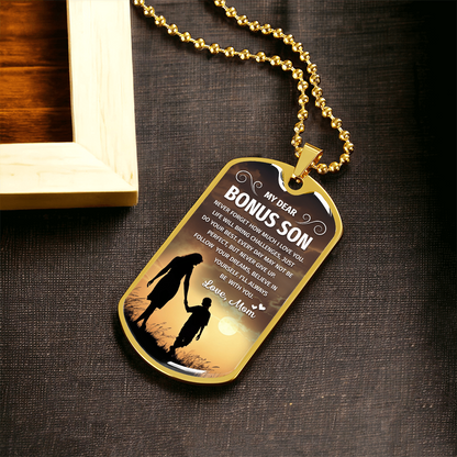 To My Bonus Son Necklace - A Loving Message from parents