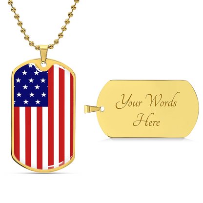 American Flag Dog Tag Necklace - Patriotism Sign - USA Flag Necklace