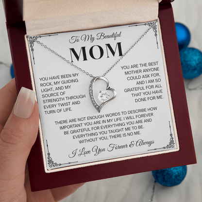 To My Beautiful Mom Heartfelt Necklace – Forever Love Keepsake Gift