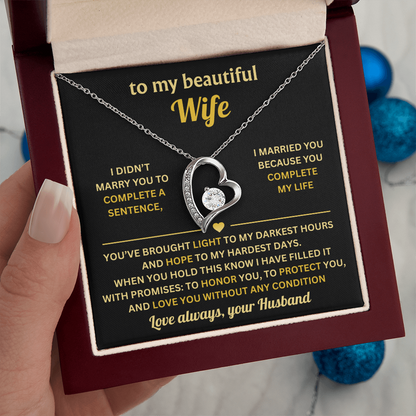 To My Wife Necklace from Husband, Wife Birthday Gifts