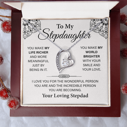 To My Beautiful Stepdaughter, Necklace for Stepdaughter, Forever Love Necklace for Stepdaughter