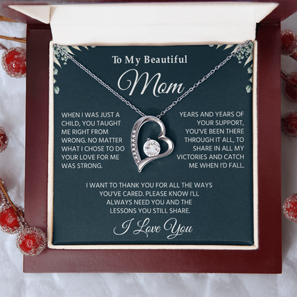 To My Mom Necklace, Sentimental Jewelry Gift From Son With Heartfelt Message