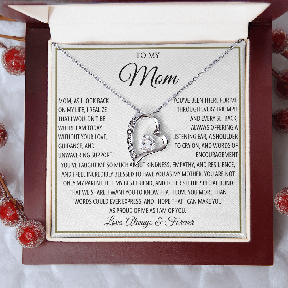 Mom Necklace for Women With Heartfelt Message & Gift Box