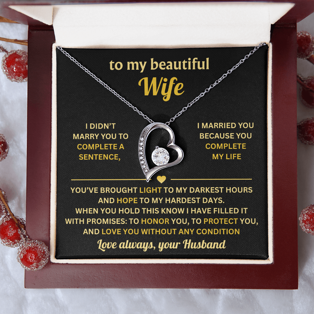 To My Wife Necklace from Husband, Wife Birthday Gifts