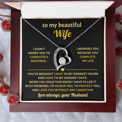 To My Wife Necklace from Husband, Wife Birthday Gifts