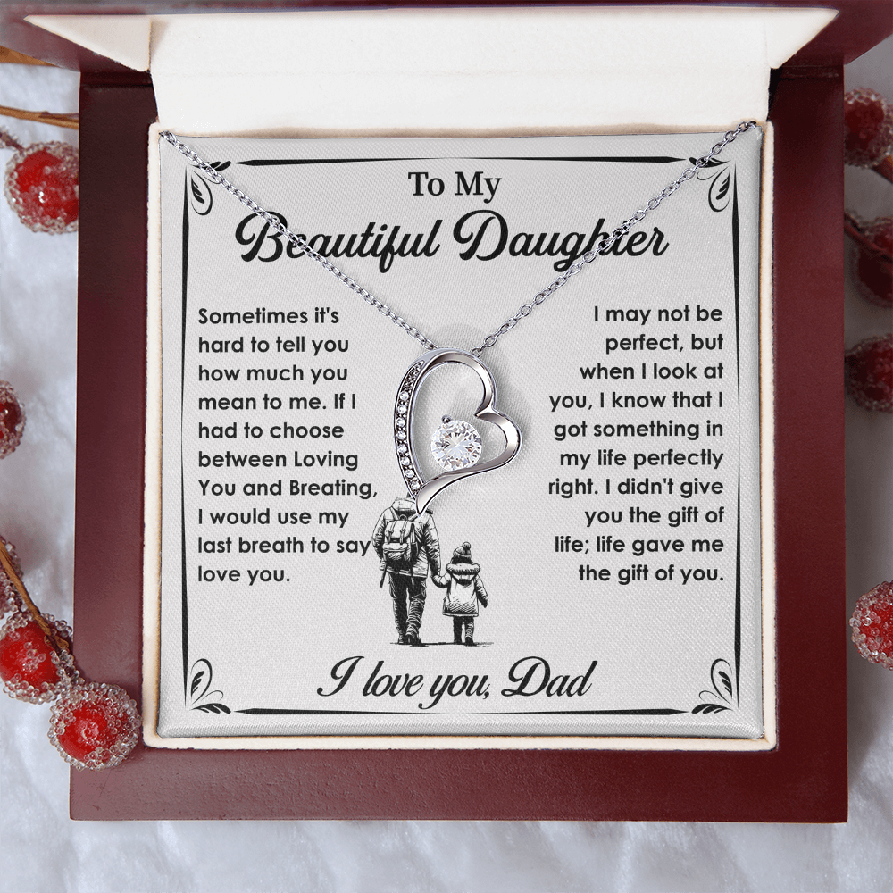 To My Daughter Gifts - Daughter Forever Love Necklace, Daughter Gifts Idea, Gifts for Daughter, Daughter Necklace Gift