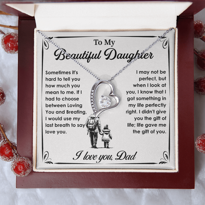 To My Daughter Gifts - Daughter Forever Love Necklace, Daughter Gifts Idea, Gifts for Daughter, Daughter Necklace Gift