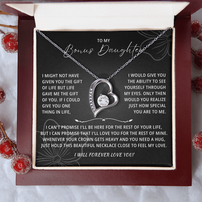 To My Beautiful Bonus Daughter Necklace From Mom & Dad With Message Card