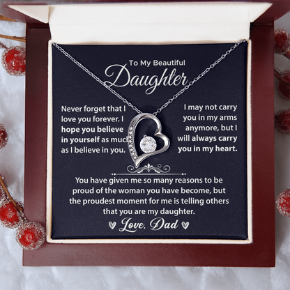 Gifts for Daughter, Daughter Necklace Gift - Daughter From Dad Forever Love Necklace, Daughter Necklace, Daughter Jewelry