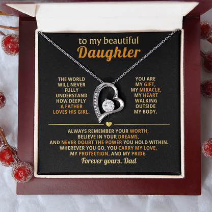 Gifts for Daughter from Mum & Dad Forever Love Necklace Daughter Birthday & Graduation Gifts