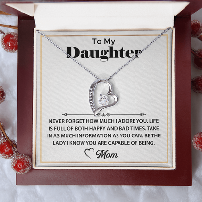 To My Beautigull Daugter Necklae Gifts, Daughter from Mom, Daughter Jewelry Gifts, Best Gifts for Dauhgter