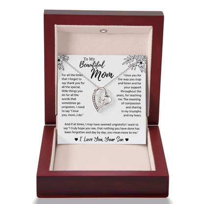 To My Mom Necklace, Mom Birthday Gifts With Message Card