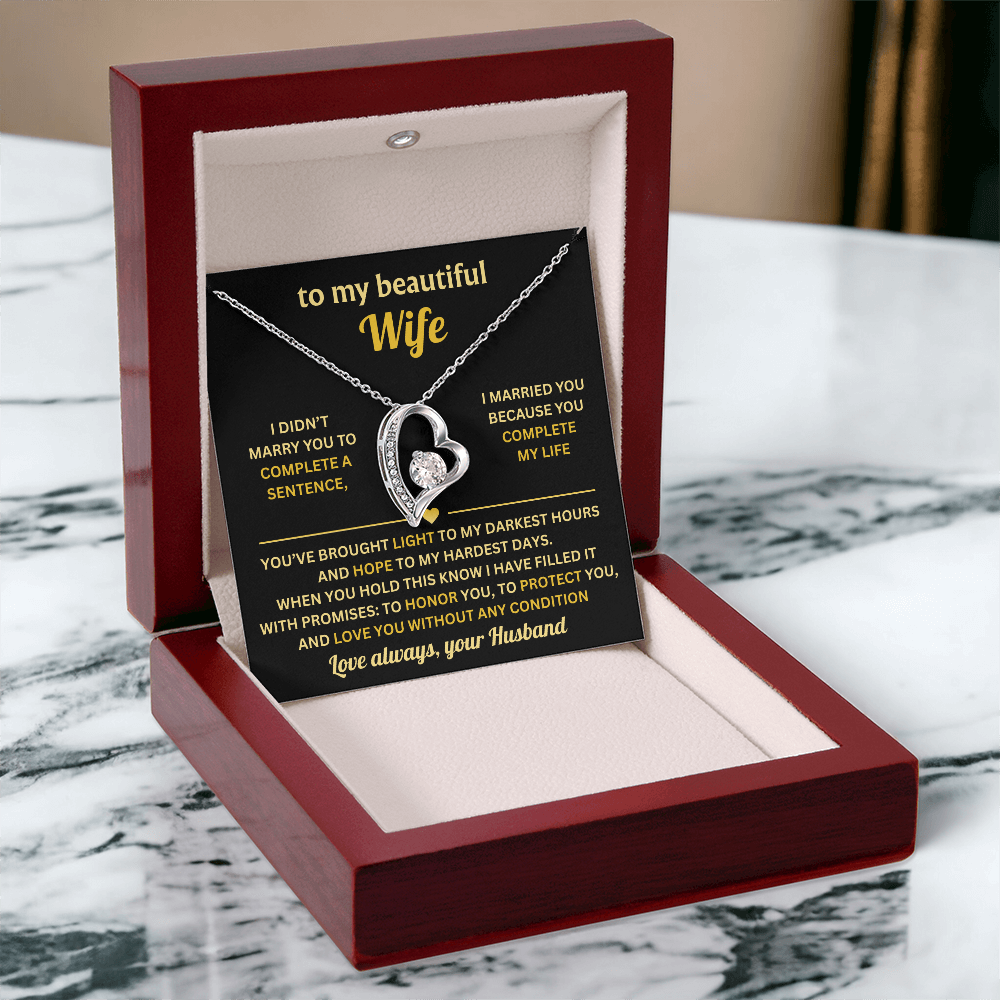 To My Wife Necklace from Husband, Wife Birthday Gifts