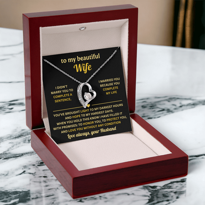 To My Wife Necklace from Husband, Wife Birthday Gifts