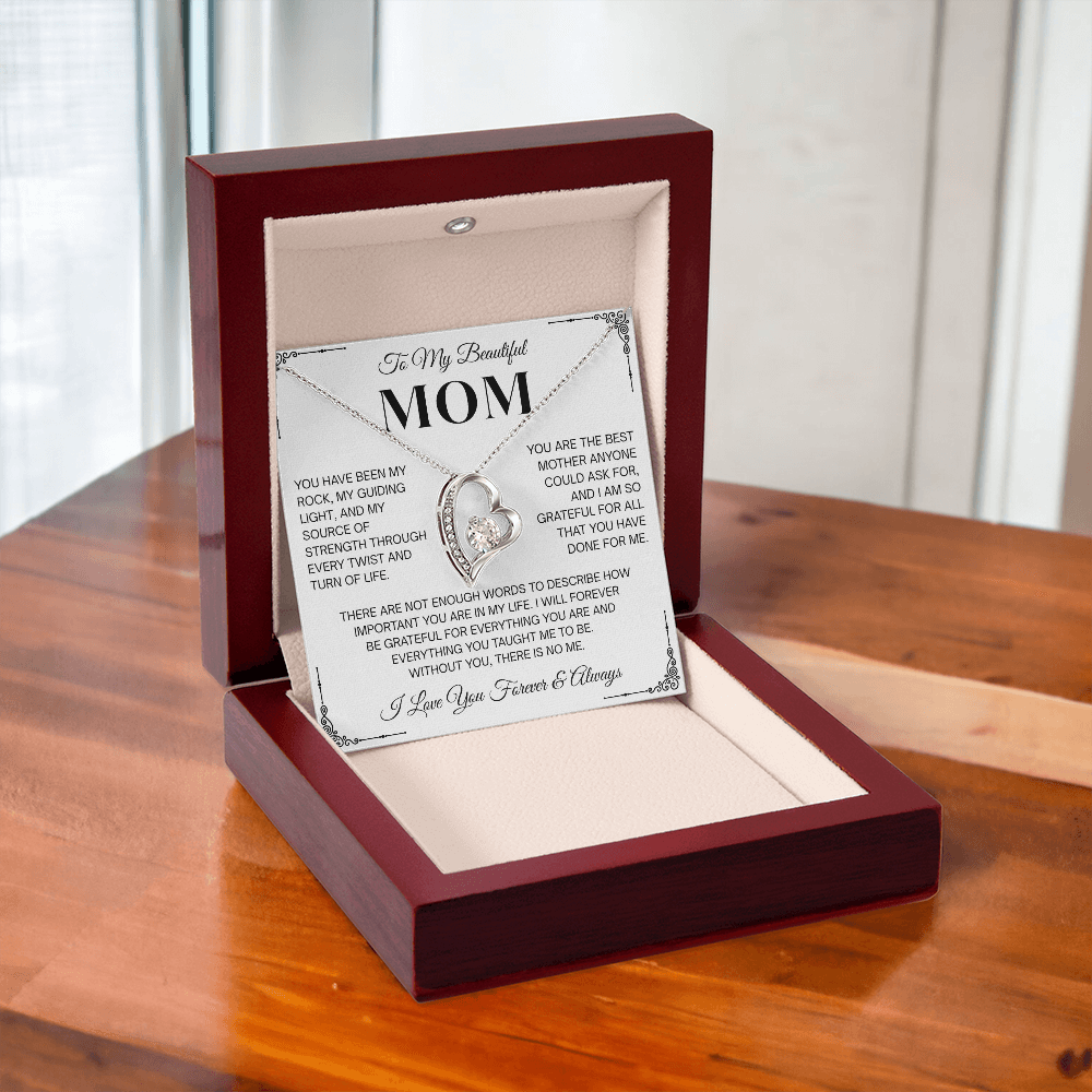 To My Beautiful Mom Heartfelt Necklace – Forever Love Keepsake Gift