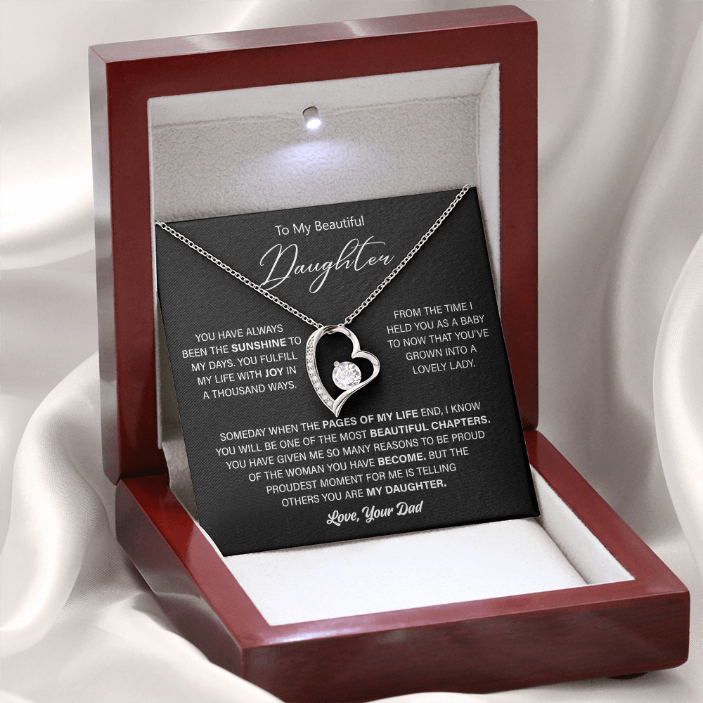 Gift For Daughter From Dad - Gold Heart Necklace