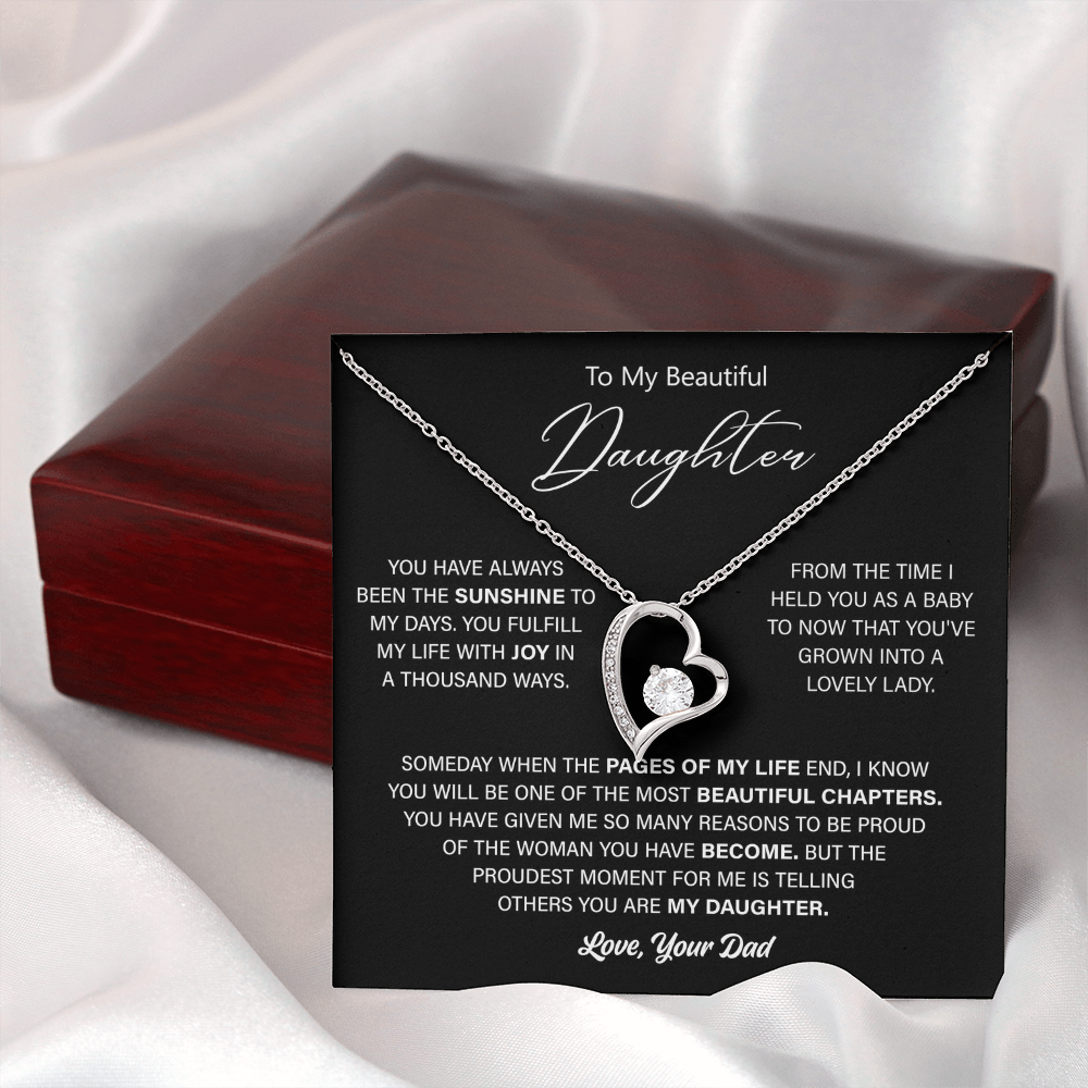 Gift For Daughter From Dad - Gold Heart Necklace