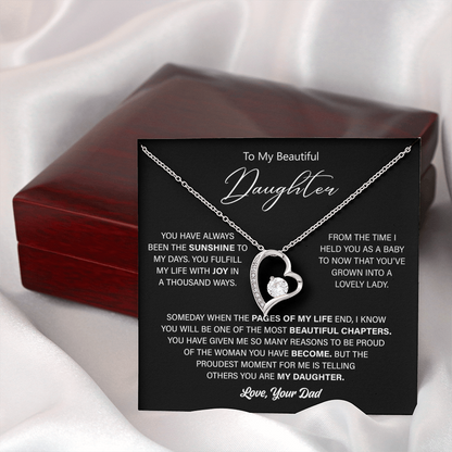 Gift For Daughter From Dad - Gold Heart Necklace