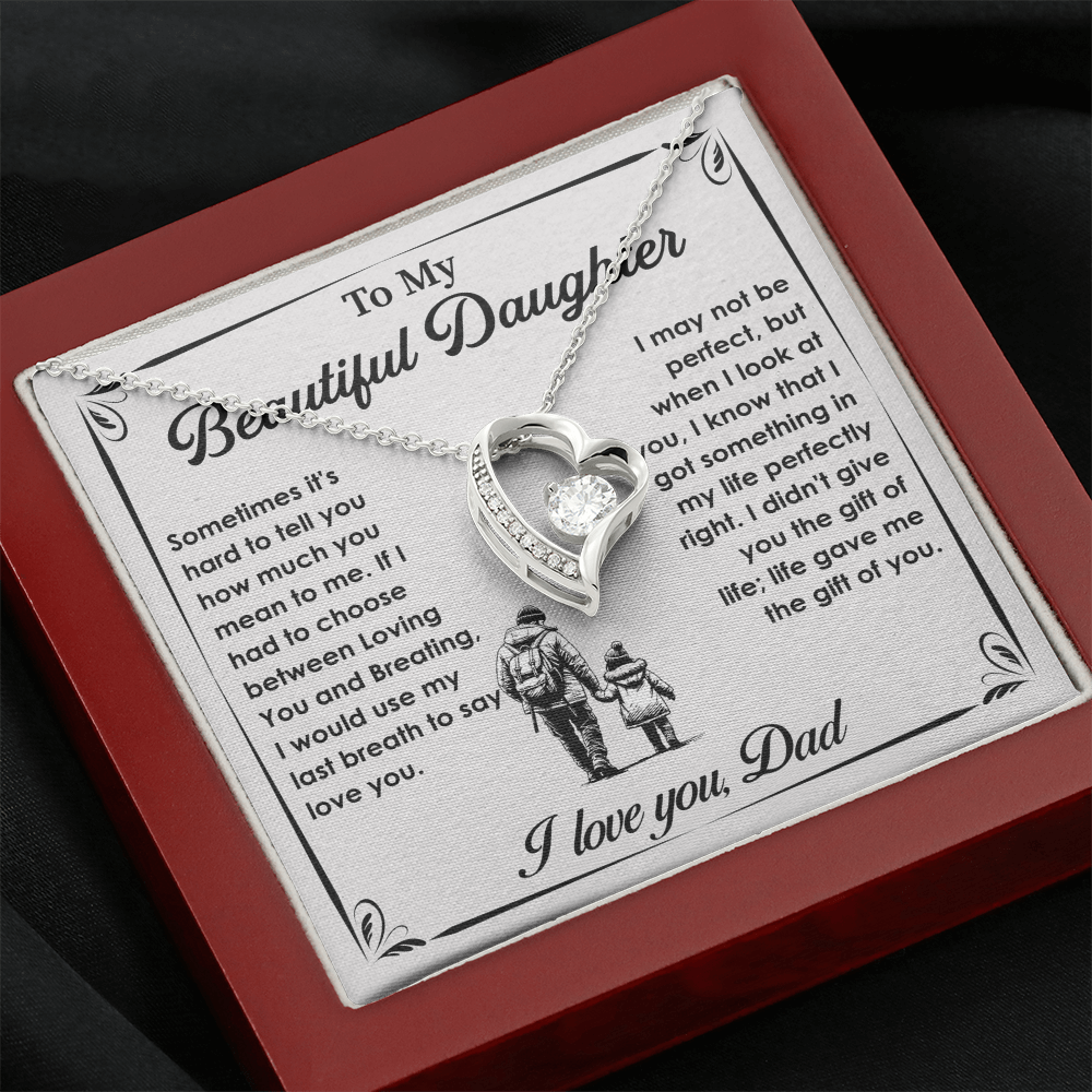 To My Daughter Gifts - Daughter Forever Love Necklace, Daughter Gifts Idea, Gifts for Daughter, Daughter Necklace Gift