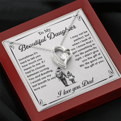 To My Daughter Gifts - Daughter Forever Love Necklace, Daughter Gifts Idea, Gifts for Daughter, Daughter Necklace Gift