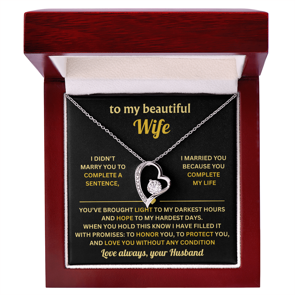 To My Wife Necklace from Husband, Wife Birthday Gifts