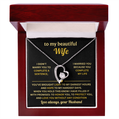 To My Wife Necklace from Husband, Wife Birthday Gifts