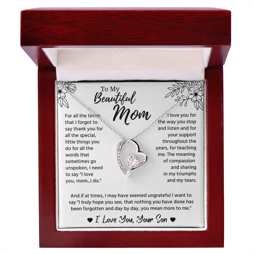 To My Mom Necklace, Mom Birthday Gifts With Message Card