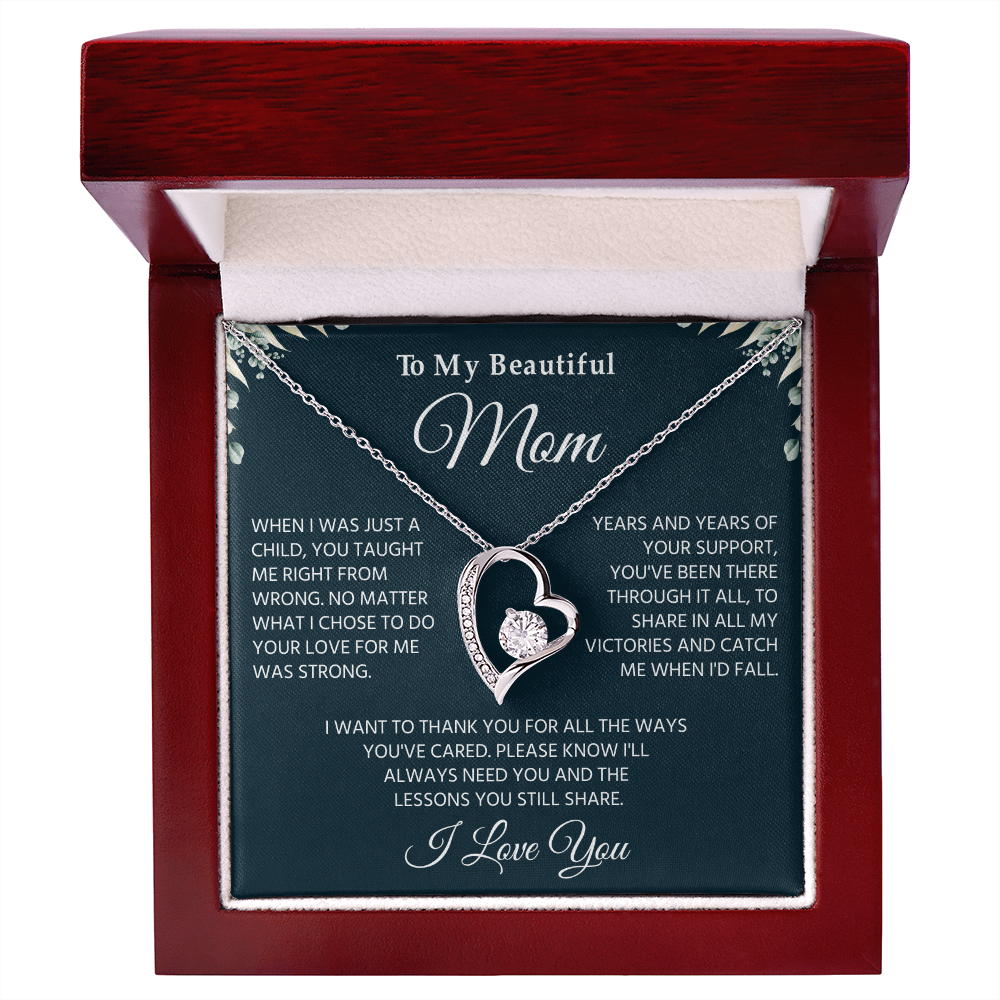 To My Mom Necklace, Sentimental Jewelry Gift From Son With Heartfelt Message