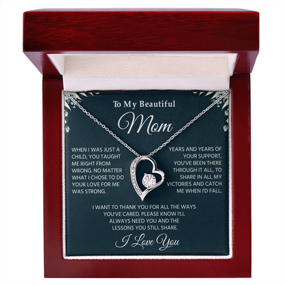 To My Mom Necklace, Sentimental Jewelry Gift From Son With Heartfelt Message