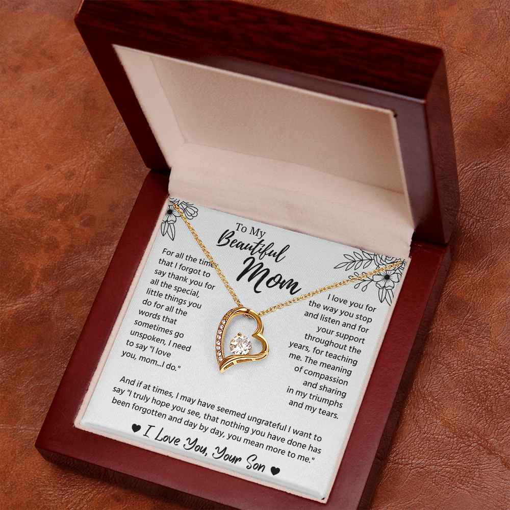 To My Mom Necklace, Mom Birthday Gifts With Message Card