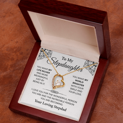 To My Beautiful Stepdaughter, Necklace for Stepdaughter, Forever Love Necklace for Stepdaughter