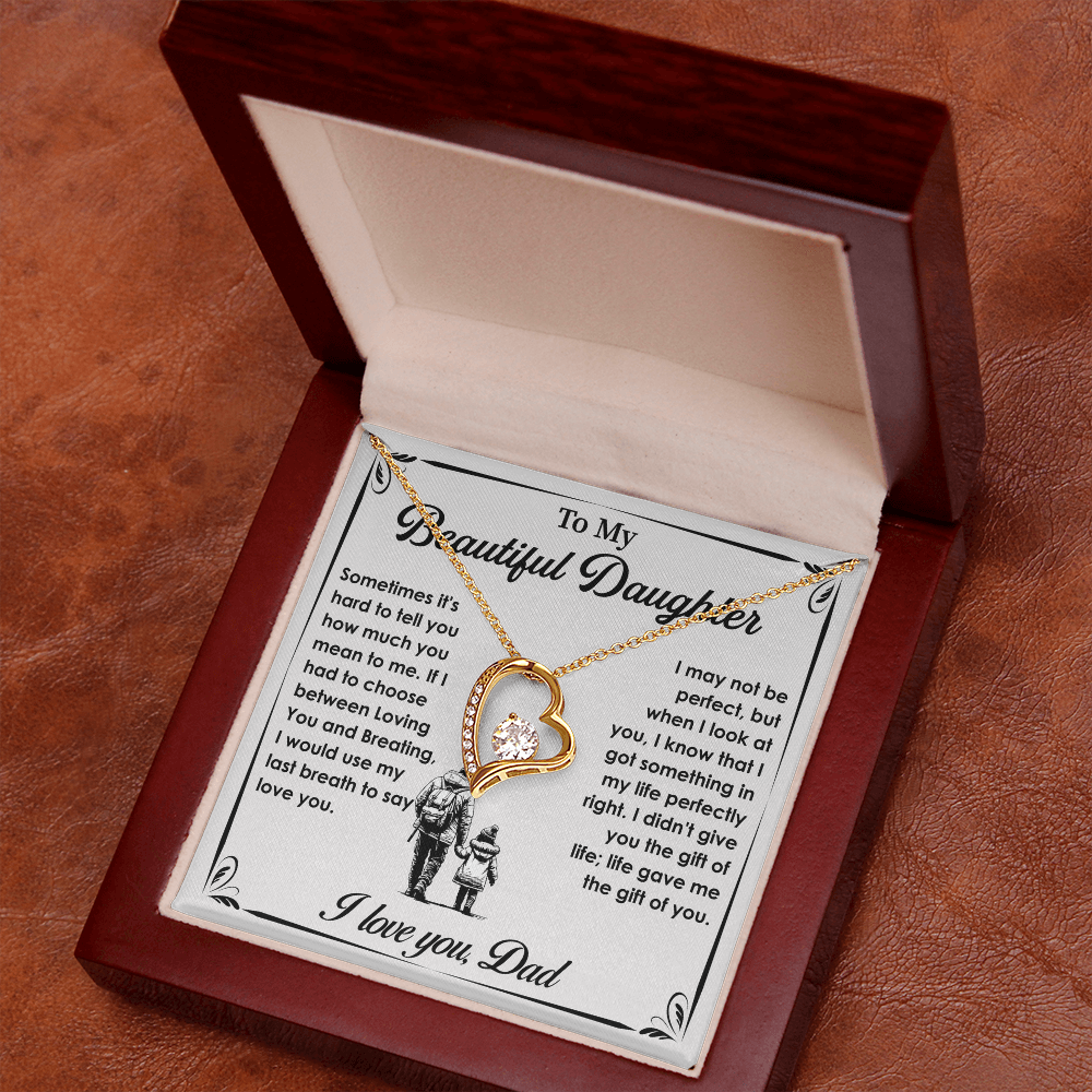 To My Daughter Gifts - Daughter Forever Love Necklace, Daughter Gifts Idea, Gifts for Daughter, Daughter Necklace Gift