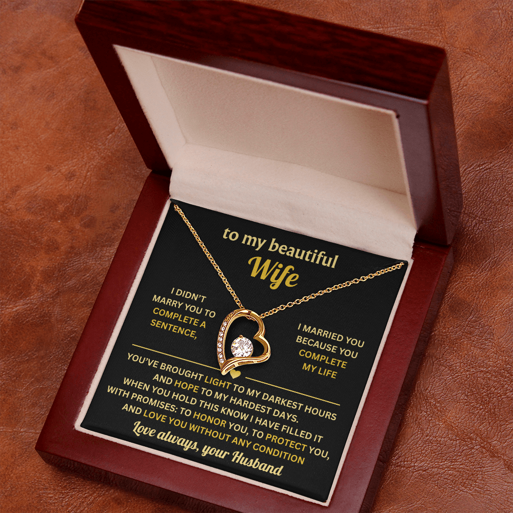 To My Wife Necklace from Husband, Wife Birthday Gifts