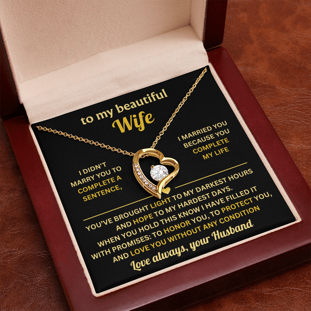 To My Wife Necklace from Husband, Wife Birthday Gifts