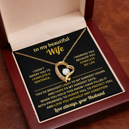 To My Wife Necklace from Husband, Wife Birthday Gifts