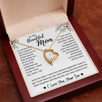 To My Mom Necklace, Mom Birthday Gifts With Message Card