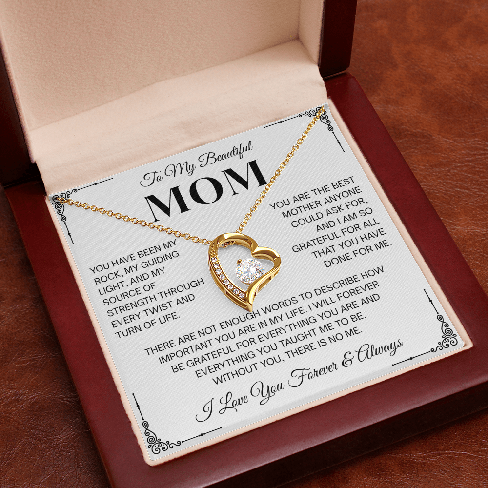 To My Beautiful Mom Heartfelt Necklace – Forever Love Keepsake Gift