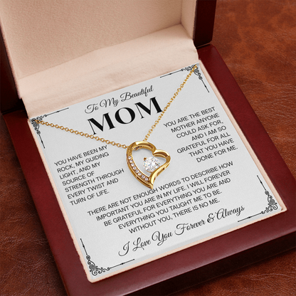 To My Beautiful Mom Heartfelt Necklace – Forever Love Keepsake Gift