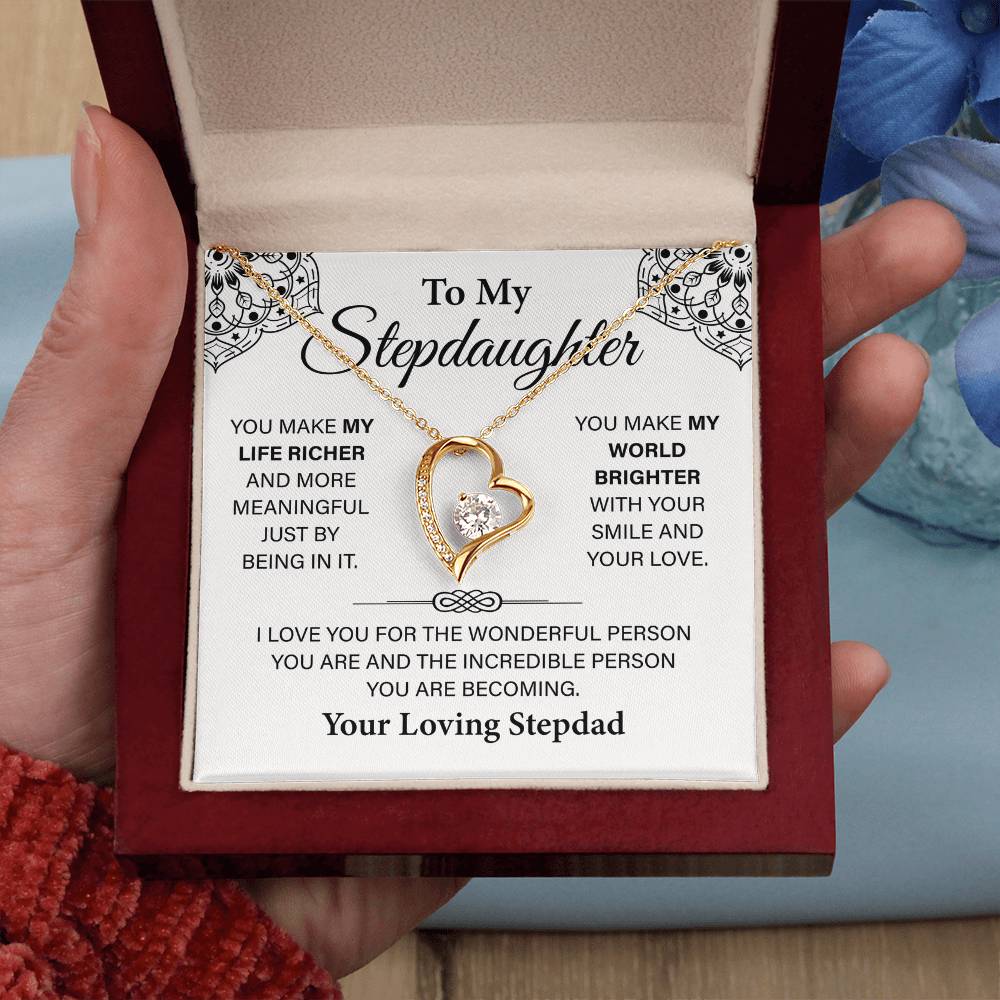 To My Beautiful Stepdaughter, Necklace for Stepdaughter, Forever Love Necklace for Stepdaughter